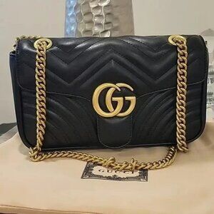 Gucci GG Marmont quilted black leather shoulder bag